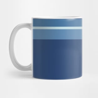 A prime fuse of Columbia Blue, Dark Slate Blue, Rackley and Muted Blue stripes. Mug